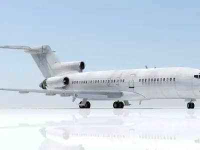 Vintage B 727 100 derelict scrapyard low poly static Low-poly 3D model