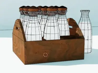 box with milk low-poly PBR 3D model