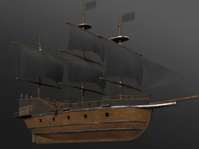 Pirate Ship with Interior - Props - Guns - Vol 2 Low-poly 3D model