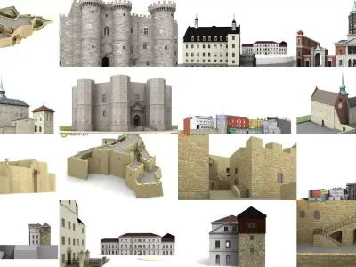 6x world famous castles 3D Model Collection