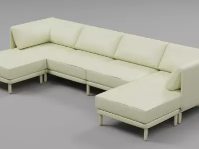 Modern 4-Piece Modular Sectional Sofa - Sample File 3D model