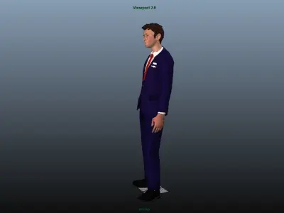 Airhostess male - Animated Low-poly 3D model