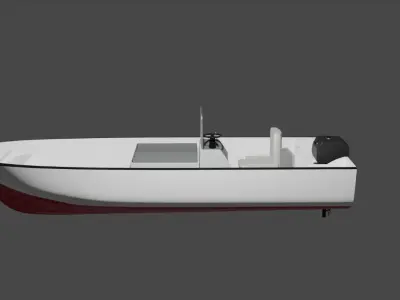 Motor Boat with Stearing Wheel 3D model