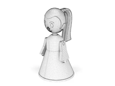 Wooden toy girl 02 3D model