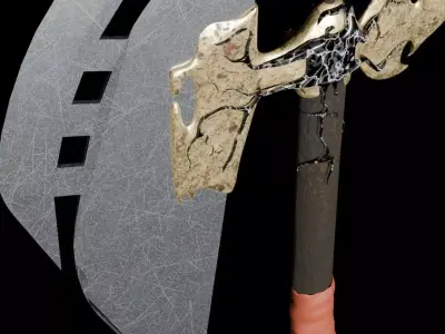 Crimson Oath Fantasy War Axe 3D model