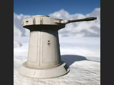 TurretGun Low-poly 3D model