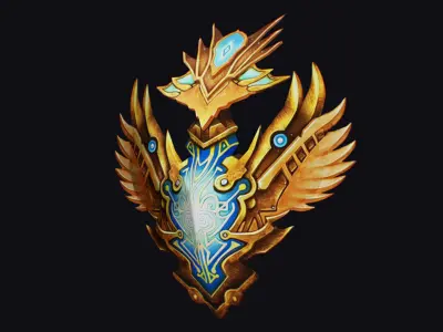 Shield Mythical Legendary Armor Phoenix Golden Equipment Low-poly 3D model