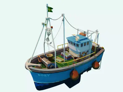 Fishing Boat Stylized Low-poly 3D model