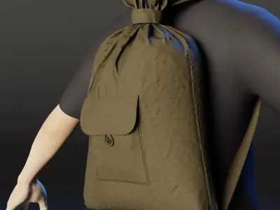 Army duffle bag Low-poly 3D model