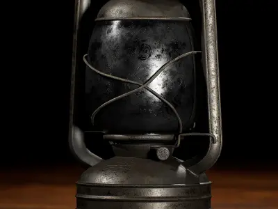 Vintage Kerosene Lamp Low-poly 3D model