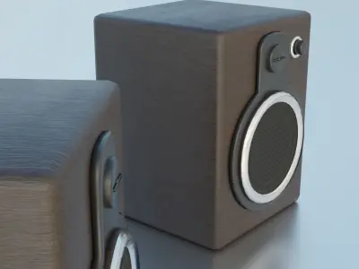 Modern Wooden Speakers Low-poly 3D model