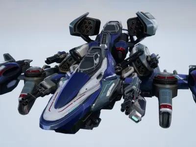 Falcon Spaceship - game model Low-poly 3D model