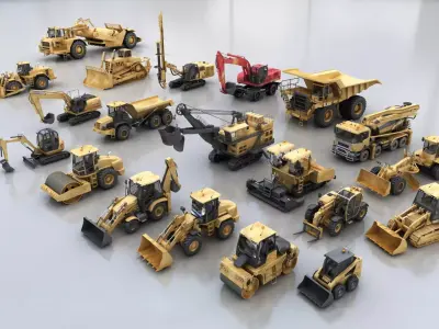 Mining and Construction Heavy Machinery Complete 3D Asset Pack 3D model