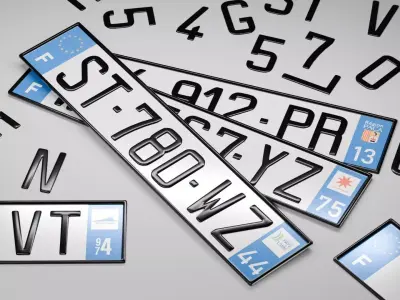 Customizable French License Plate Low-poly 3D model