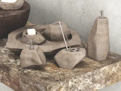 Stone rock washing bathroom 3D model