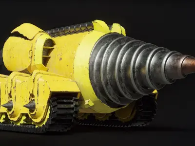 Fantasy Drill Underground Heavy Vehicle Rigged PBR 3D model