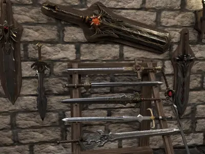 Sword Fantasy Low-poly 3D model Low-poly 3D model