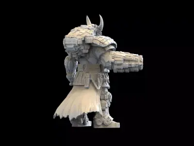 Sci-Fi Chaos Warrior   Armored Demon Knight Miniature  Tabletop  3D print model
