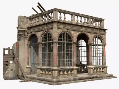 Renaissance Castle Ruined Low-poly 3D model