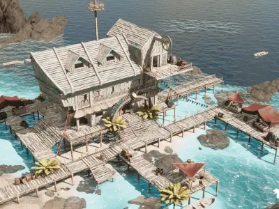 Pirate Tavern Environment Low-poly 3D model