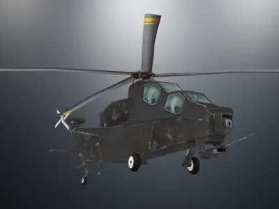 Low-Poly CAIC Z-10 Twin-Turboshaft Attack Helicopter Low-poly 3D model