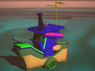 Cartoon Small Pirate Boat Free low-poly 3D model