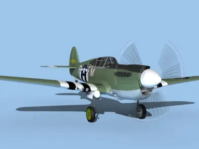 Curtiss P-40F Warhawk V06 USAAF 3D model