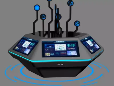 Futuristic Interactive Control Console 3D Model 3D model