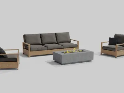 Outdoor furniture Low-poly 3D model