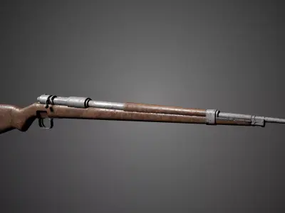 Rifle Lowpoly Low-poly 3D model
