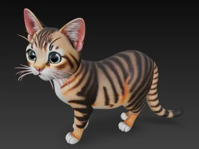 Cat Realistic 3D Model Basic - Low Poly Realistic Low-poly 3D model