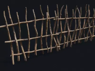 Wicker Fence Low-poly 3D model