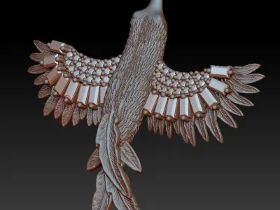Phoenix Necklace gold  3D model