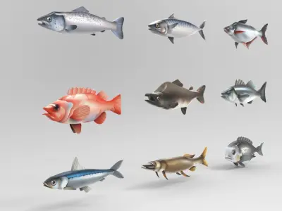 Fish Sea Collection 2 Low-poly 3D model