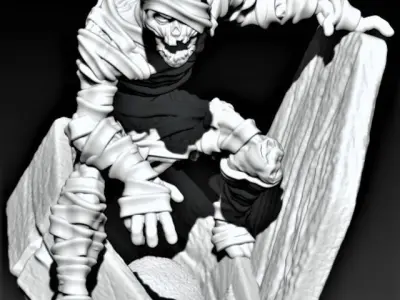 Mummy skeleton in box 3D print model