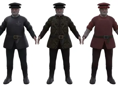 Medieval Old man Low-poly 3D model