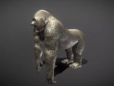 Gorilla Bronze Statue Low-poly 3D model