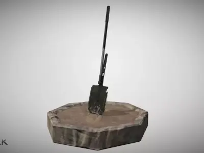 Military Folding Shovel Low-poly 3D model