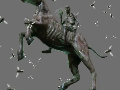 Zombie Horse and Rider Low-poly 3D model