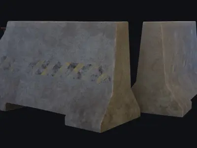 Roadblock concrete block Free low-poly 3D model