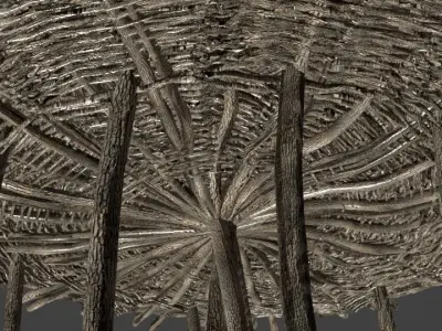 Prehistoric Wooden Hut Low-poly 3D model