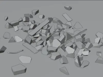 Rock debris Low-poly 3D model