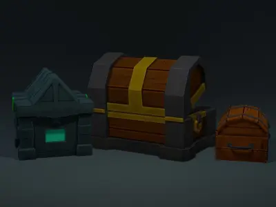 Cartoon Chests Free low-poly 3D model