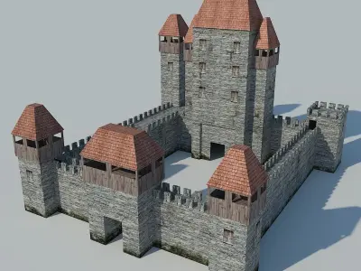 Low Poly Castle medieval - medieval Low-poly 3D model