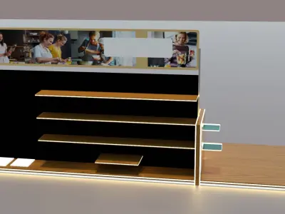 modern supermarket shelf Low-poly 3D model