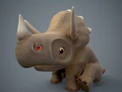 Cartoon baby dino Low-poly 3D model