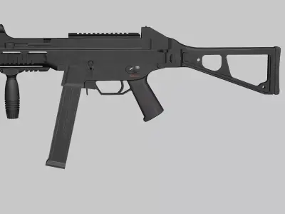 UMP 45 Submachine Gameready Gun Low-poly 3D Model Low-poly 3D model
