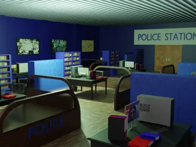 Police Station Interior Low-poly 3D model
