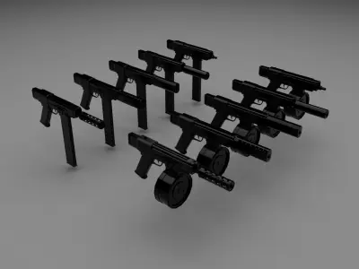 High quality non-branded semi-automatic gun kit Low-poly 3D model