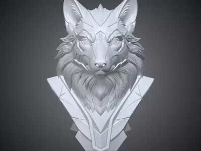 Cyber Wolf Bust - Sci-Fi Animal Sculpture PM-349 3D print model